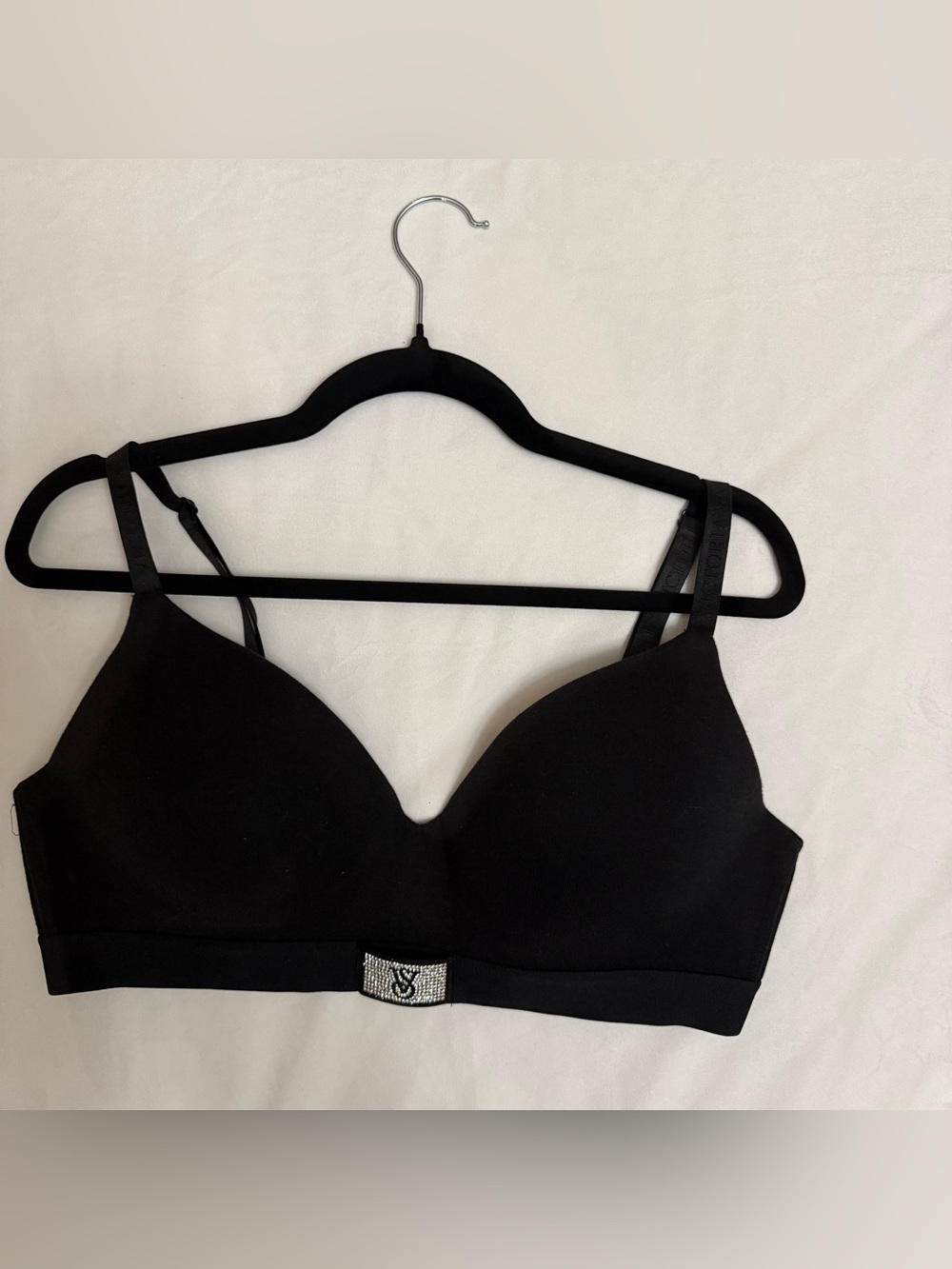 Victoria’s Secret Rhinestone Shine Band Wireless Bralette Black 38D